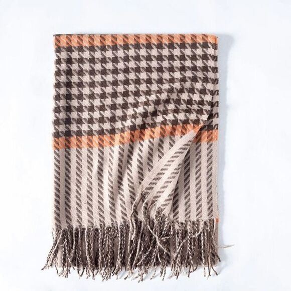 Brown Fashion Stripe Imitation Cashmere - Picture 1 of 1